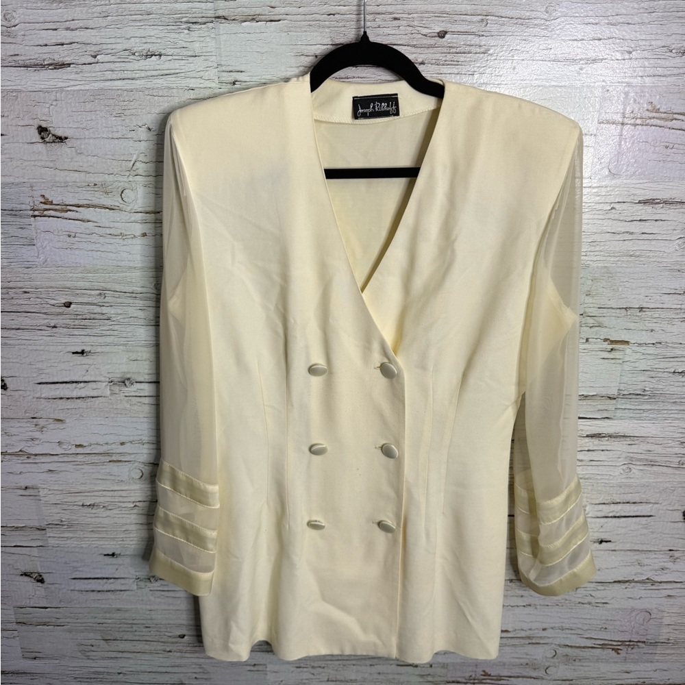 Joseph ribkoff vintage Cream Blazer double breasted sheer size 10